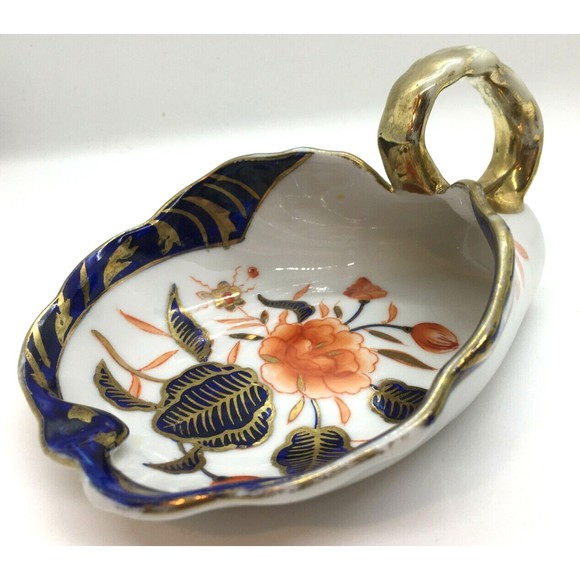 Imari Design Porcelain Scoop Shape Dish Bowl Hand Painted Gold Handle Japan 1940 - Picture 3 of 11